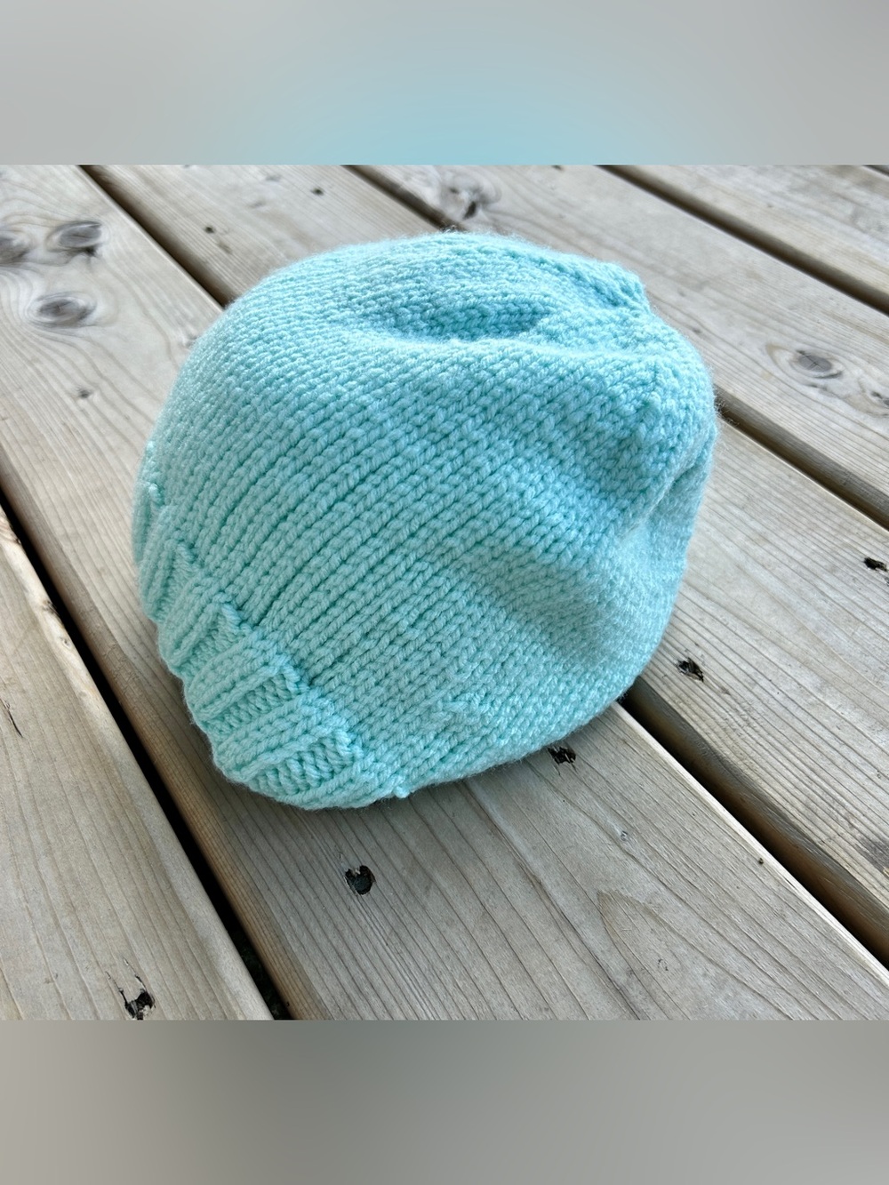 Handmade Children’s Cozy Knit Winter Beanie Hat in Mint Green, New